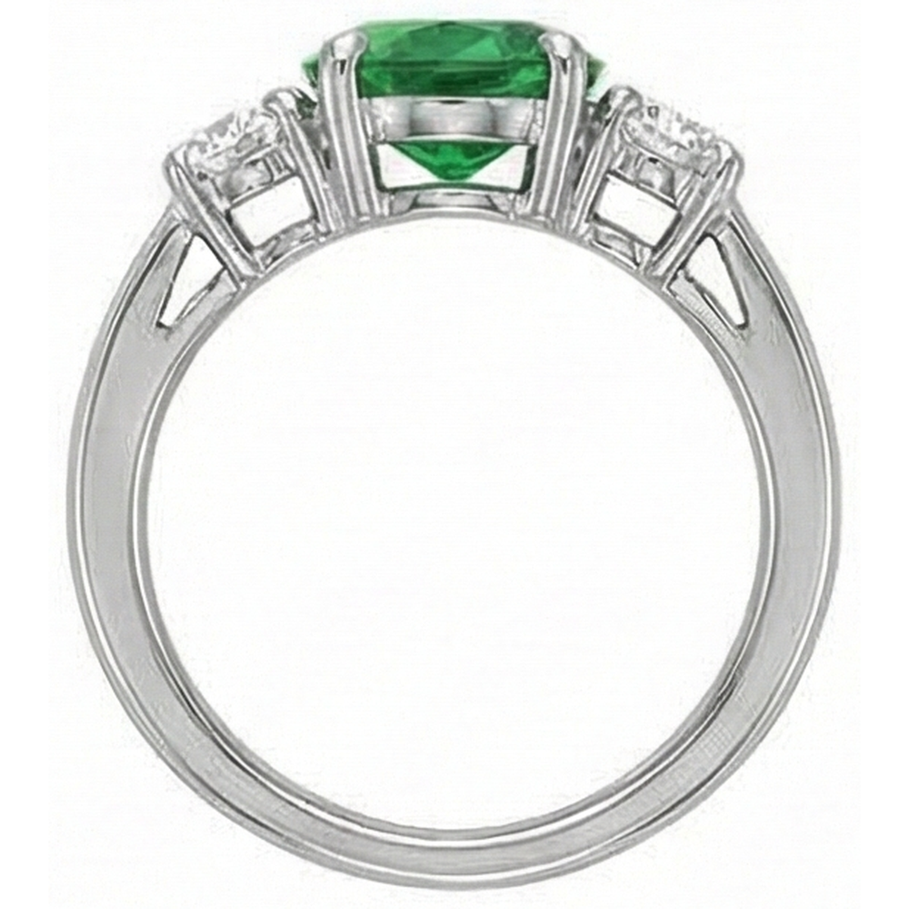 Oval Cut 6.50 Carats Green Emerald GIA And Natural Earth Mined Diamonds 3 Stone Ring White Gold 14K