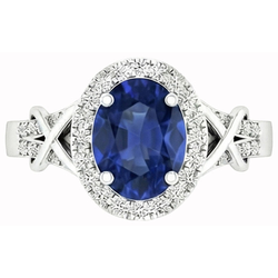 Oval Cut Ceylon Sapphire And Round Natural Earth Mined Diamond Ring Gold 1.80 Ct