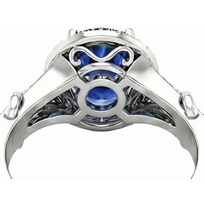 Oval Cut Ceylon Sapphire And Round Natural Earth Mined Diamond Ring Gold 1.80 Ct