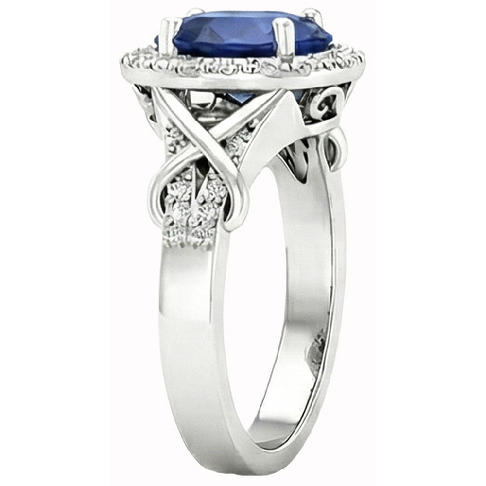 Oval Cut Ceylon Sapphire And Round Natural Earth Mined Diamond Ring Gold 1.80 Ct