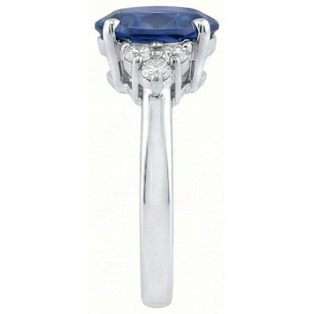 Oval Cut Ceylon Sapphire And Round Natural Earth Mined Diamonds Engagement Ring 3.40 Ct