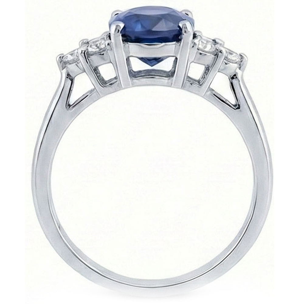 Oval Cut Ceylon Sapphire And Round Natural Earth Mined Diamonds Engagement Ring 3.40 Ct