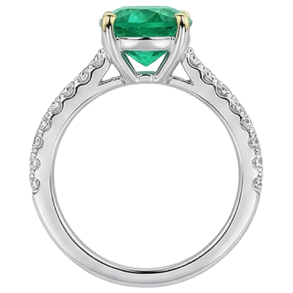 Natural Real ( Not Lab Grown ) Oval Cut Gemstone Ring Green Emerald GIA Birthstone
