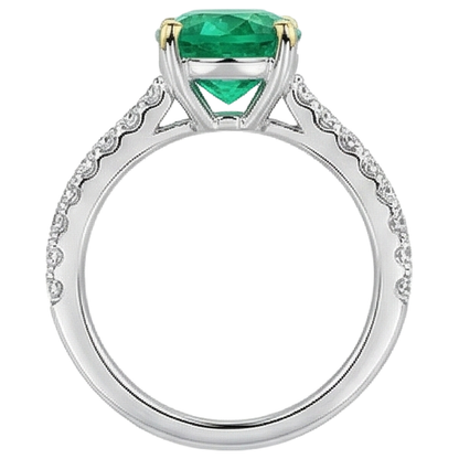 Natural Real ( Not Lab Grown ) Oval Cut Gemstone Ring Green Emerald GIA Birthstone