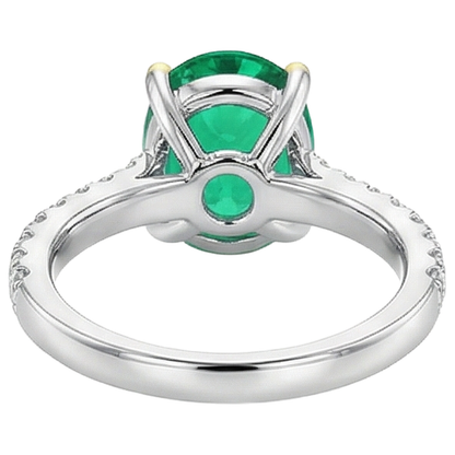 Natural Real ( Not Lab Grown ) Oval Cut Gemstone Ring Green Emerald GIA Birthstone