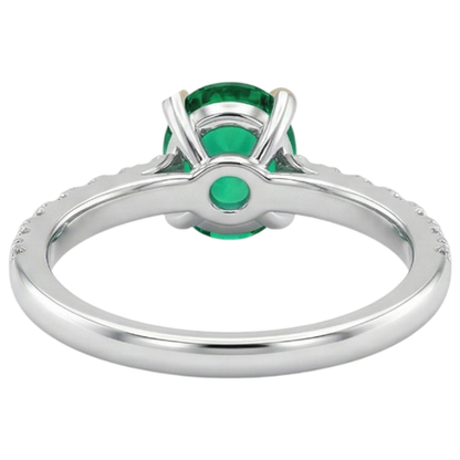 Natural Real ( Not Lab Grown ) Oval Cut Green Emerald GIA And Diamond Ring Lady’s Jewelry