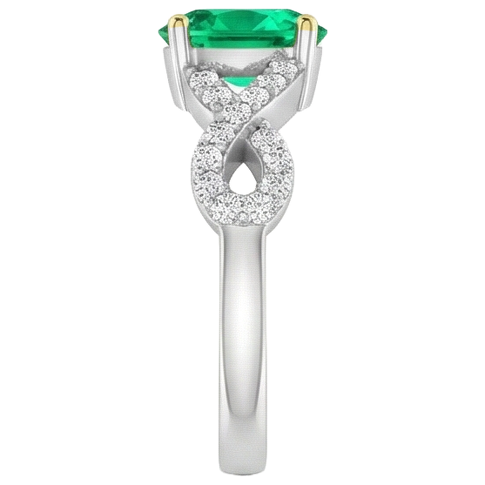 Natural Real ( Not Lab Grown ) Oval Cut Green Emerald GIA Anniversary Ring