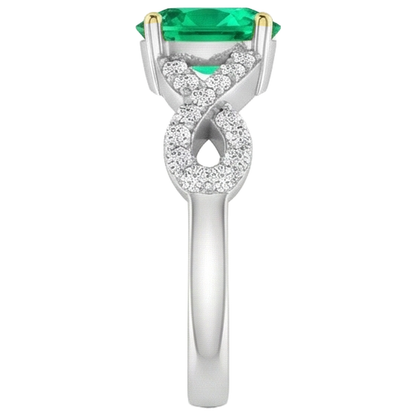 Natural Real ( Not Lab Grown ) Oval Cut Green Emerald GIA Anniversary Ring