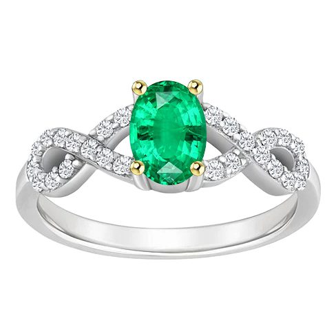 Oval Cut Green Emerald Anniversary Ring
