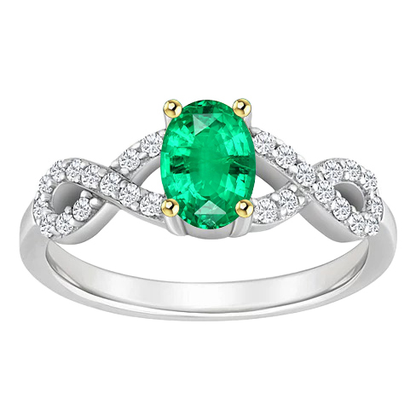 Oval Cut Green Emerald Anniversary Ring