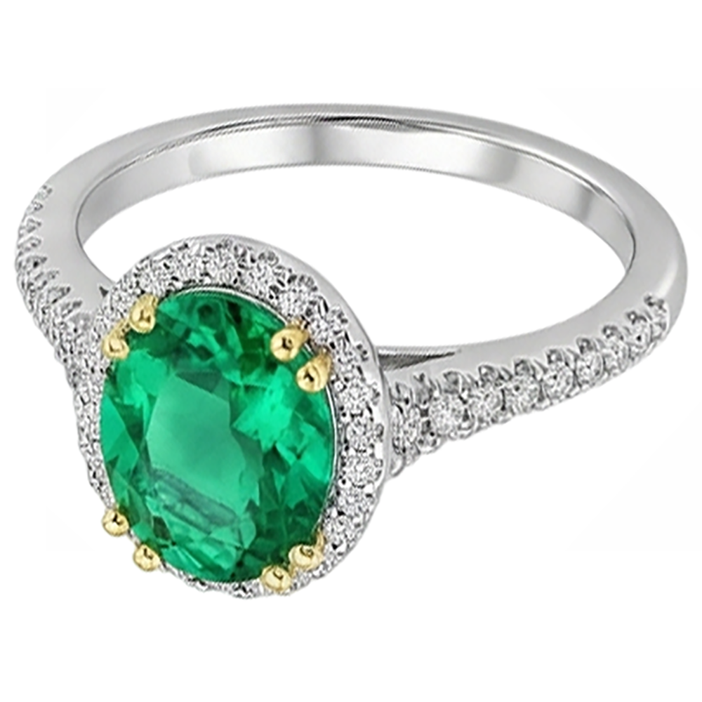 Natural Real ( Not Lab Grown ) Oval Cut Green Emerald GIA Halo Ring Designer Jewelry