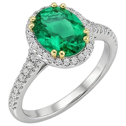 Natural Real ( Not Lab Grown ) Oval Cut Green Emerald GIA Halo Ring Designer Jewelry
