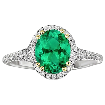 Natural Real ( Not Lab Grown ) Oval Cut Green Emerald GIA Halo Ring Designer Jewelry