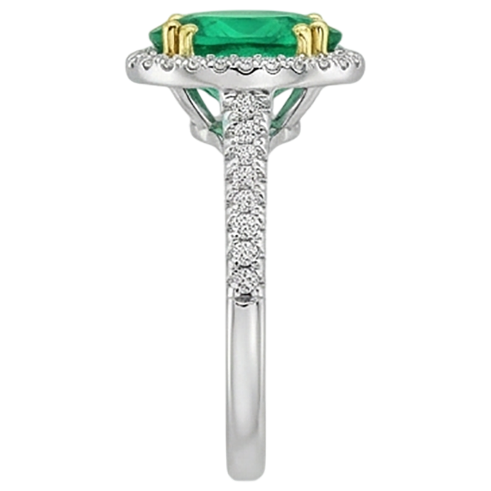 Natural Real ( Not Lab Grown ) Oval Cut Green Emerald GIA Halo Ring Designer Jewelry