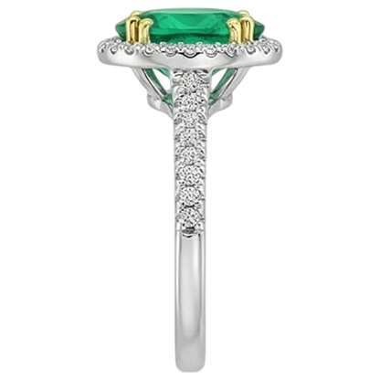 Natural Real ( Not Lab Grown ) Oval Cut Green Emerald GIA Halo Ring Designer Jewelry