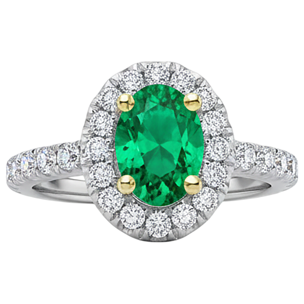 Natural Real ( Not Lab Grown ) Oval Cut Green Emerald GIA Halo Ring Prong Set Women’s Jewelry