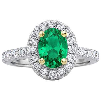 Natural Real ( Not Lab Grown ) Oval Cut Green Emerald GIA Halo Ring Prong Set Women’s Jewelry