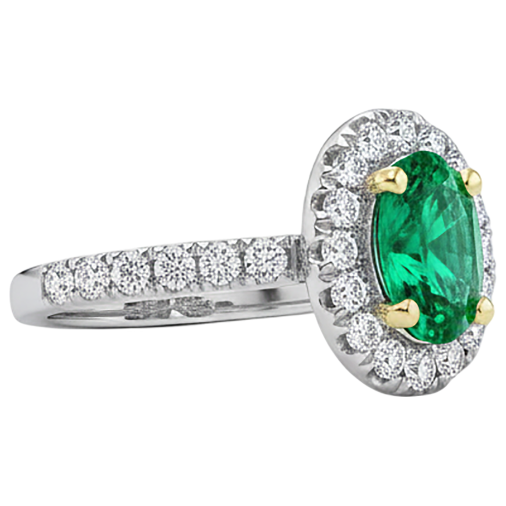 Natural Real ( Not Lab Grown ) Oval Cut Green Emerald GIA Halo Ring Prong Set Women’s Jewelry