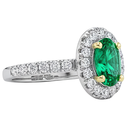 Natural Real ( Not Lab Grown ) Oval Cut Green Emerald GIA Halo Ring Prong Set Women’s Jewelry