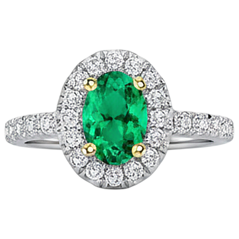 Natural Real ( Not Lab Grown ) Oval Cut Green Emerald GIA Halo Ring Prong Set Women’s Jewelry