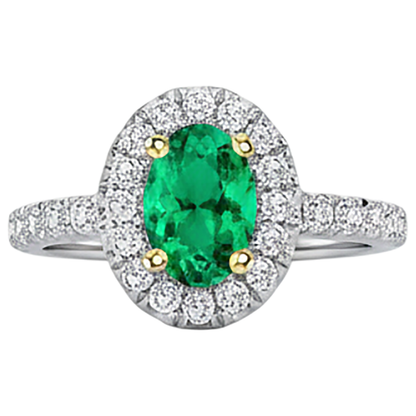 Natural Real ( Not Lab Grown ) Oval Cut Green Emerald GIA Halo Ring Prong Set Women’s Jewelry