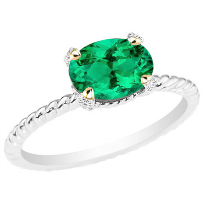 Natural Real ( Not Lab Grown ) Oval Cut Green Emerald GIA Ring Jewelry
