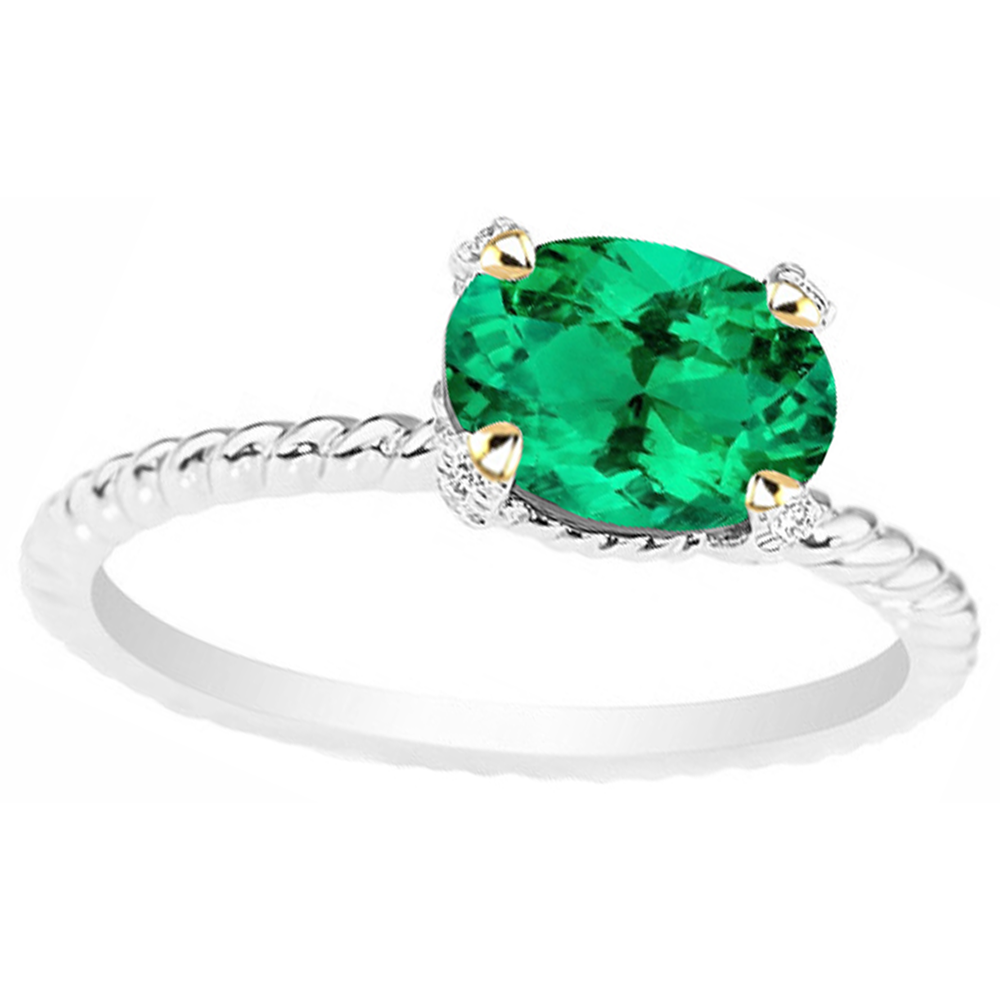 Natural Real ( Not Lab Grown ) Oval Cut Green Emerald GIA Ring Jewelry