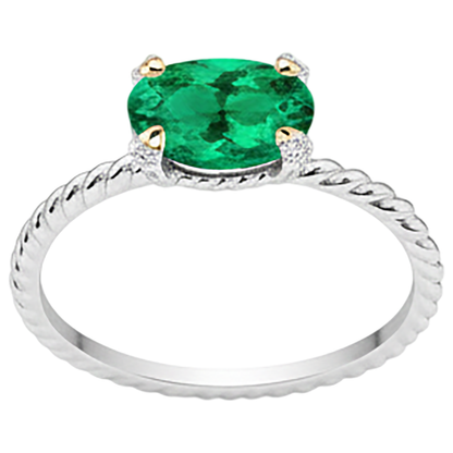 Natural Real ( Not Lab Grown ) Oval Cut Green Emerald GIA Ring Jewelry