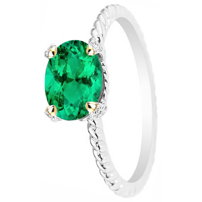 Natural Real ( Not Lab Grown ) Oval Cut Green Emerald GIA Ring Jewelry