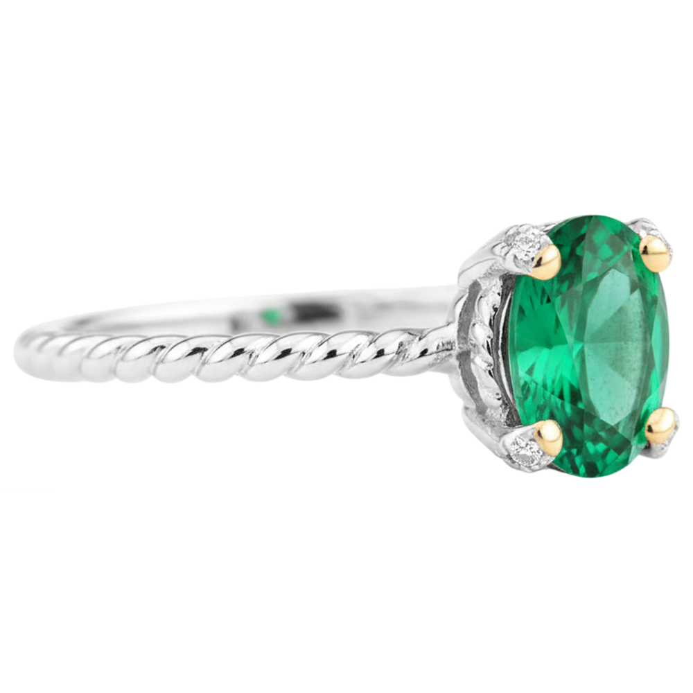 Natural Real ( Not Lab Grown ) Oval Cut Green Emerald GIA Ring Jewelry