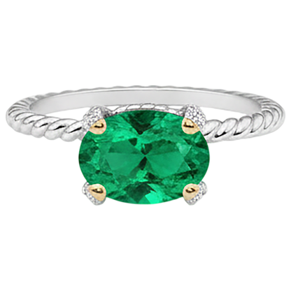 Natural Real ( Not Lab Grown ) Oval Cut Green Emerald GIA Ring Jewelry