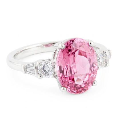 Oval Cut Pink Kunzite And Natural Earth Mined Diamond 16.25 Carats Ring Gold