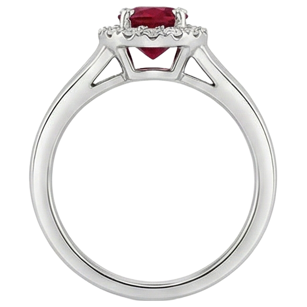 Oval Cut Red Ruby And Round Natural Earth Mined Diamond Ring White Gold 3.25 Carats