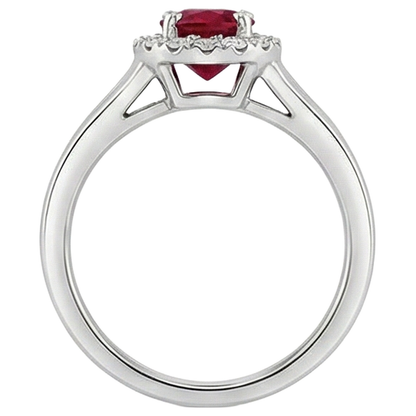 Oval Cut Red Ruby And Round Natural Earth Mined Diamond Ring White Gold 3.25 Carats