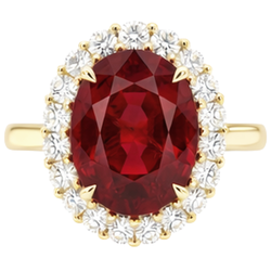 Oval Cut Red Ruby IGI CERTIFIED With Round Diamond Ring 5.35 Carats Gold 14K