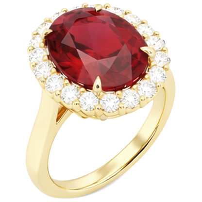 Oval Cut Red Ruby IGI CERTIFIED With Round Diamond Ring 5.35 Carats Gold 14K