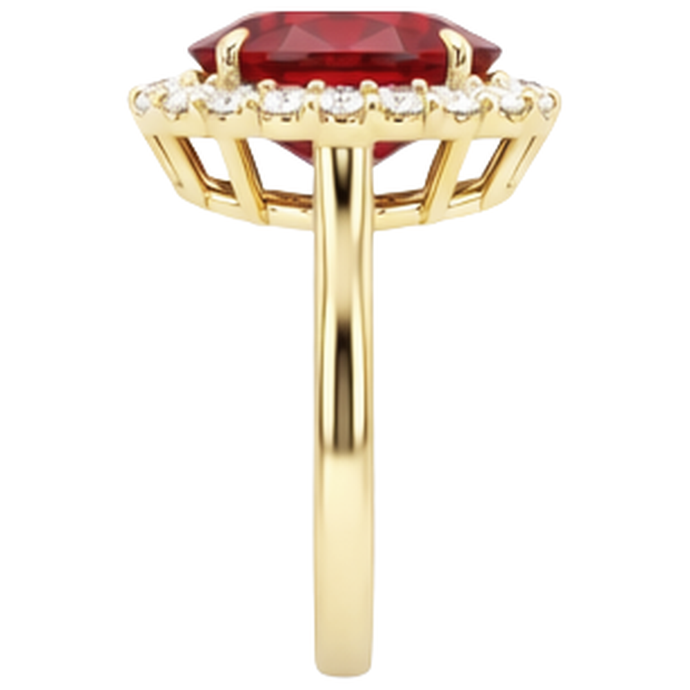 Oval Cut Red Ruby IGI CERTIFIED With Round Diamond Ring 5.35 Carats Gold 14K