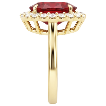 Oval Cut Red Ruby IGI CERTIFIED With Round Diamond Ring 5.35 Carats Gold 14K