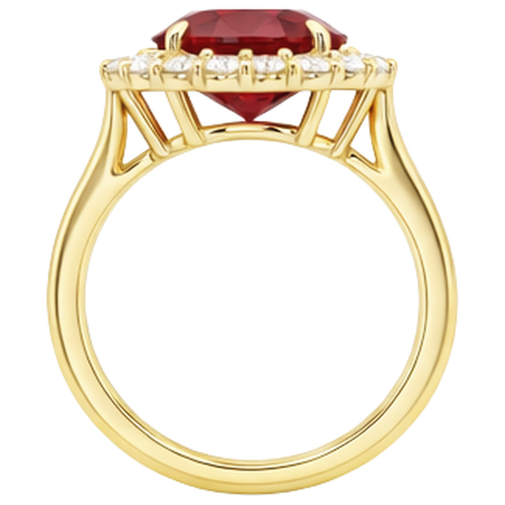 Oval Cut Red Ruby IGI CERTIFIED With Round Diamond Ring 5.35 Carats Gold 14K