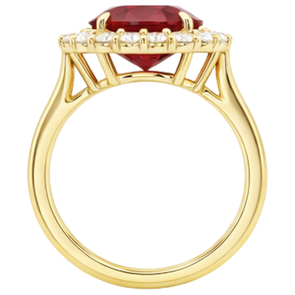 Oval Cut Red Ruby IGI CERTIFIED With Round Diamond Ring 5.35 Carats Gold 14K