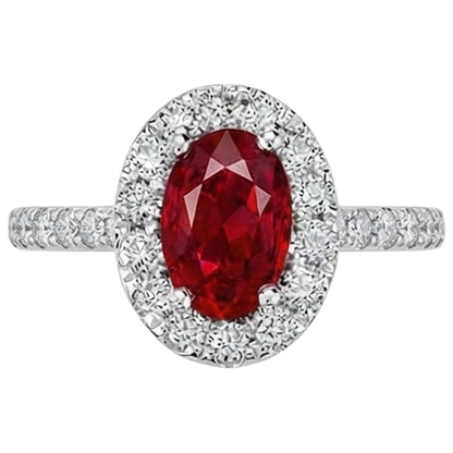 natural round ruby 4ct ring front view