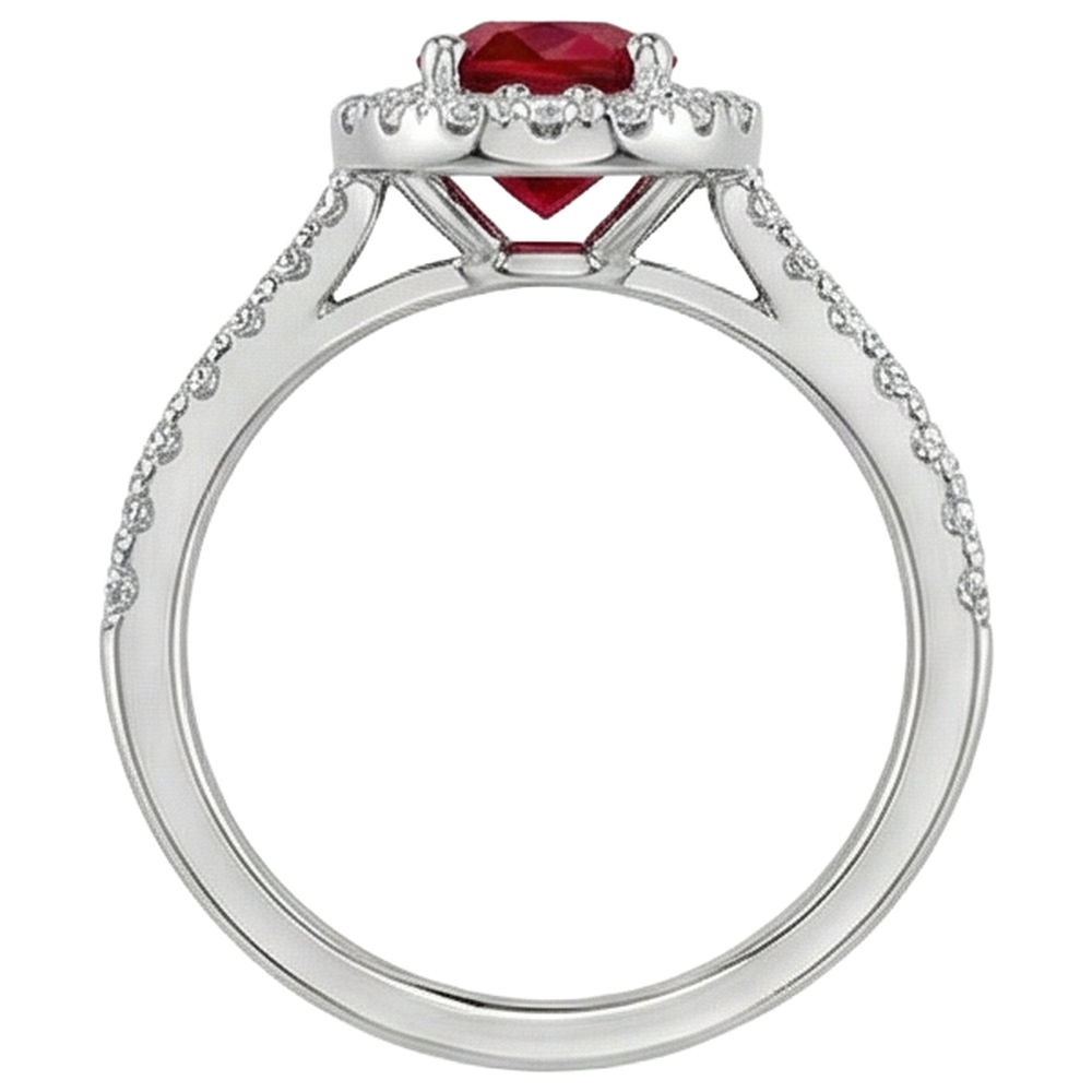 natural round ruby 4ct ring top view