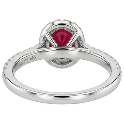 natural round ruby 4ct ring on white background