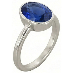 Natural Real ( Not Lab Grown )  Oval Cut Sapphire Solitaire Ring Bezel Set 2 Carats Ladies Jewelry