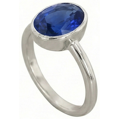 Natural Real ( Not Lab Grown )  Oval Cut Sapphire Solitaire Ring Bezel Set 2 Carats Ladies Jewelry