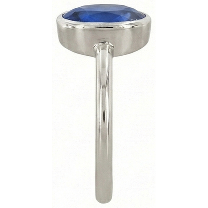 Natural Real ( Not Lab Grown )  Oval Cut Sapphire Solitaire Ring Bezel Set 2 Carats Ladies Jewelry