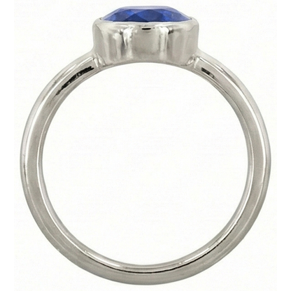 Natural Real ( Not Lab Grown )  Oval Cut Sapphire Solitaire Ring Bezel Set 2 Carats Ladies Jewelry