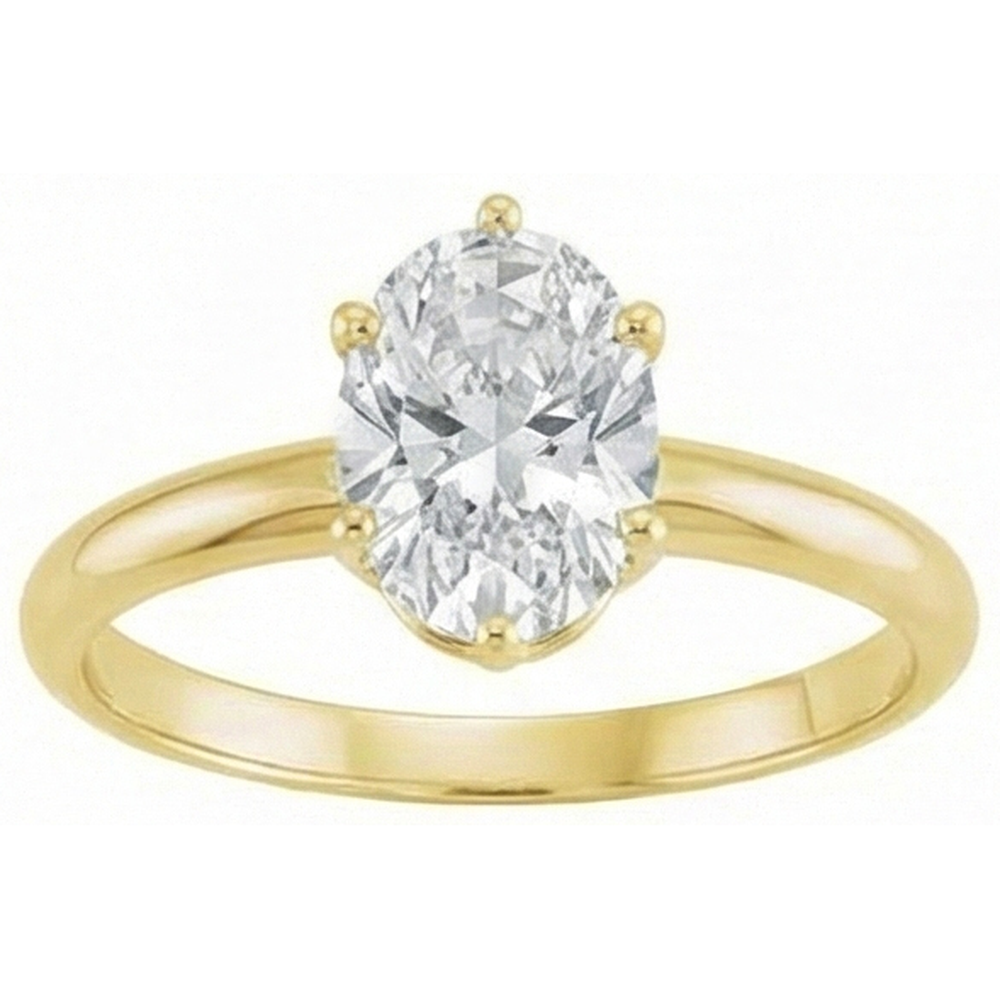 Oval Cut Solitaire Engagement Ring 4 Carats Yellow Gold Earth Mined Natural Real Diamond ( Not Lab Grown )