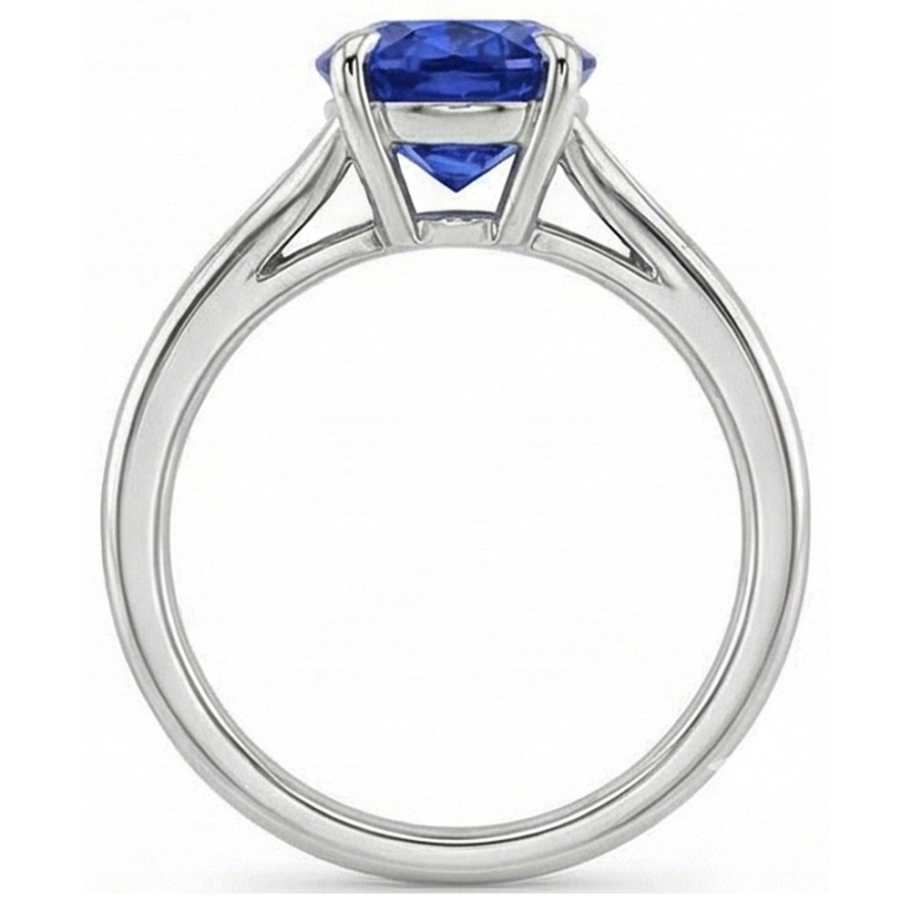 Natural Real ( Not Lab Grown )  Oval Cut Solitaire Sapphire Engagement Ring