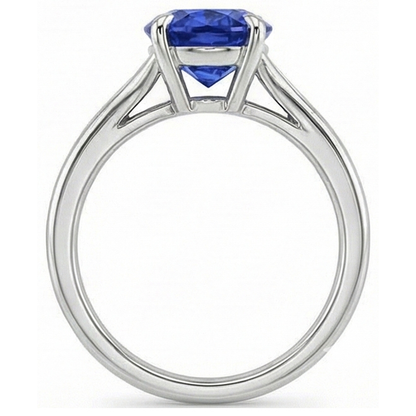 Natural Real ( Not Lab Grown )  Oval Cut Solitaire Sapphire Engagement Ring